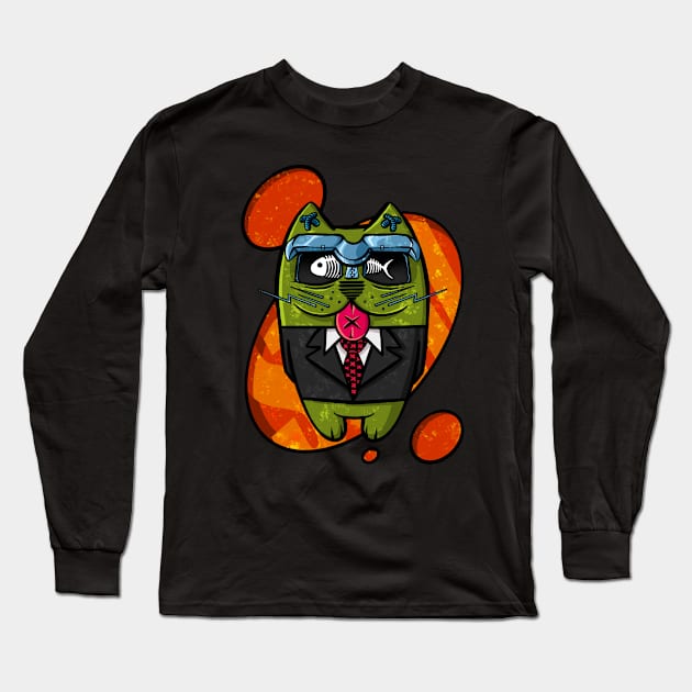 Agent cat Long Sleeve T-Shirt by BrokenSpirit